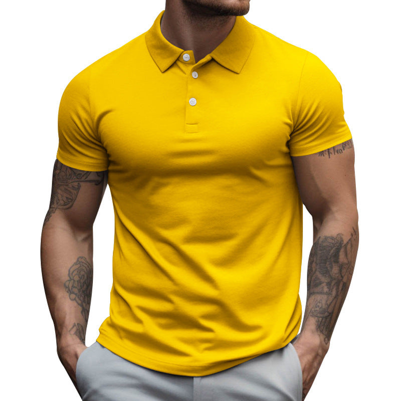 Herren nan tailliertes elastisches Piqué-Poloshirt mit klassischem Kragen Drune