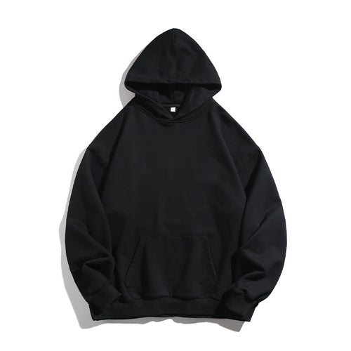 Unisex Kastenförmiger Kapuzenpullover mit minimalistischer Nahtführung, Kängurutasche und verlängertem Rückenteil Drune