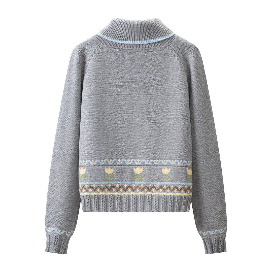 Damen Strick-Set aus Feinstrick mit Schalkragenpullover und hohem Taillen-Midirock Drune