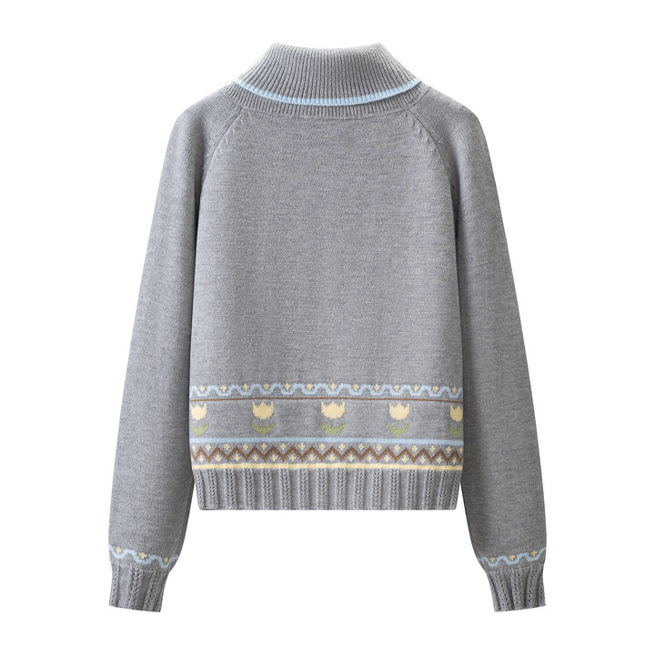 Damen Strick-Set aus Feinstrick mit Schalkragenpullover und hohem Taillen-Midirock Drune