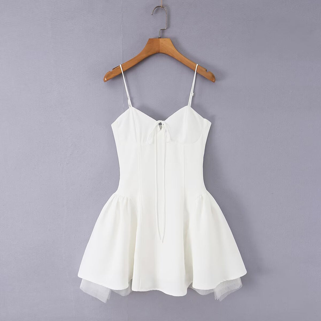 Damen Wickelkleid mit eleganter Schleifenverzierung und voluminösem Rock Drune