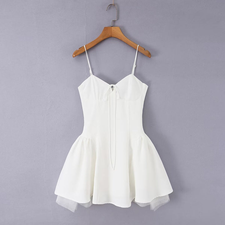 Damen Wickelkleid mit eleganter Schleifenverzierung und voluminösem Rock Drune