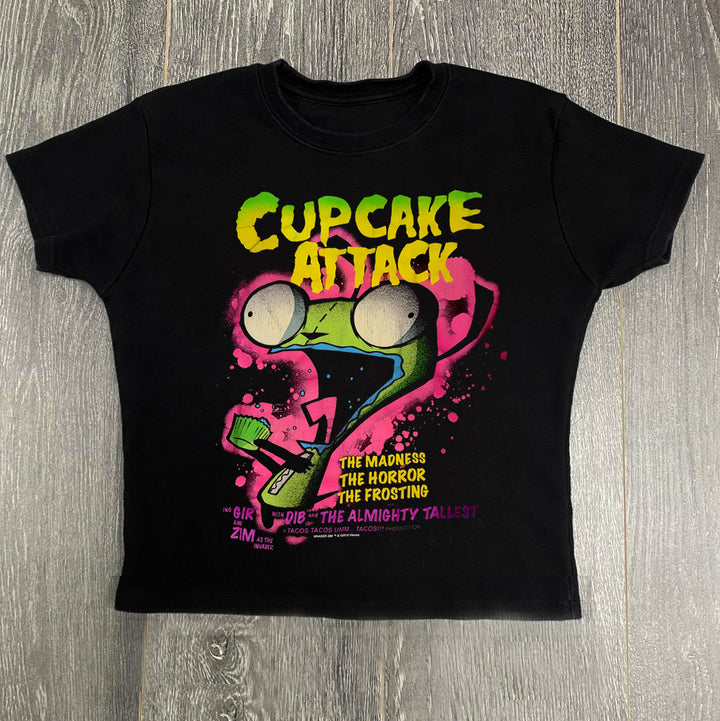 Damen T-Shirt mit kreativem Cupcake-Motiv und modernem Druck Drune
