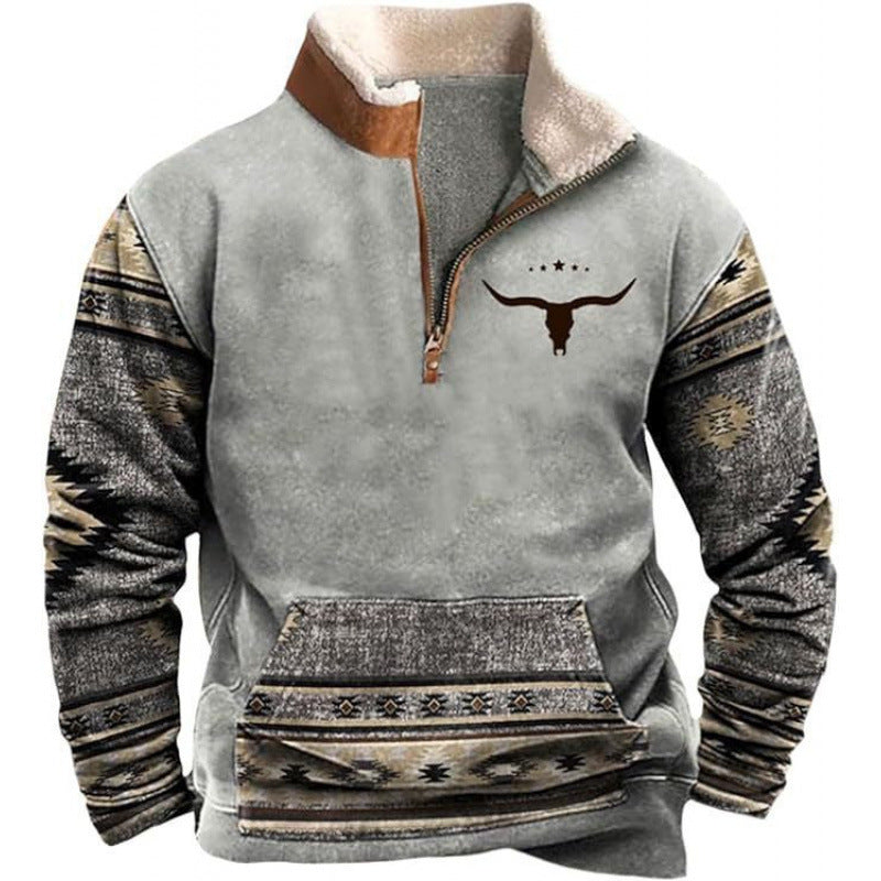 Herren Wärmender Fleece-Pullover mit Stehkragen Drune