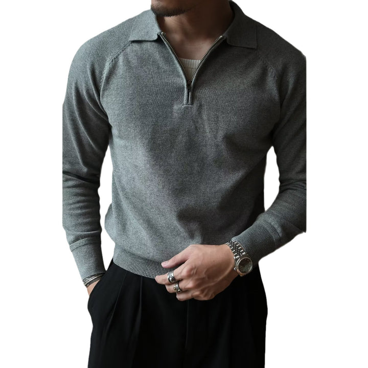 Herren Strickpullover mit kurzem Reißverschluss und sportlichem Stehkragen Drune