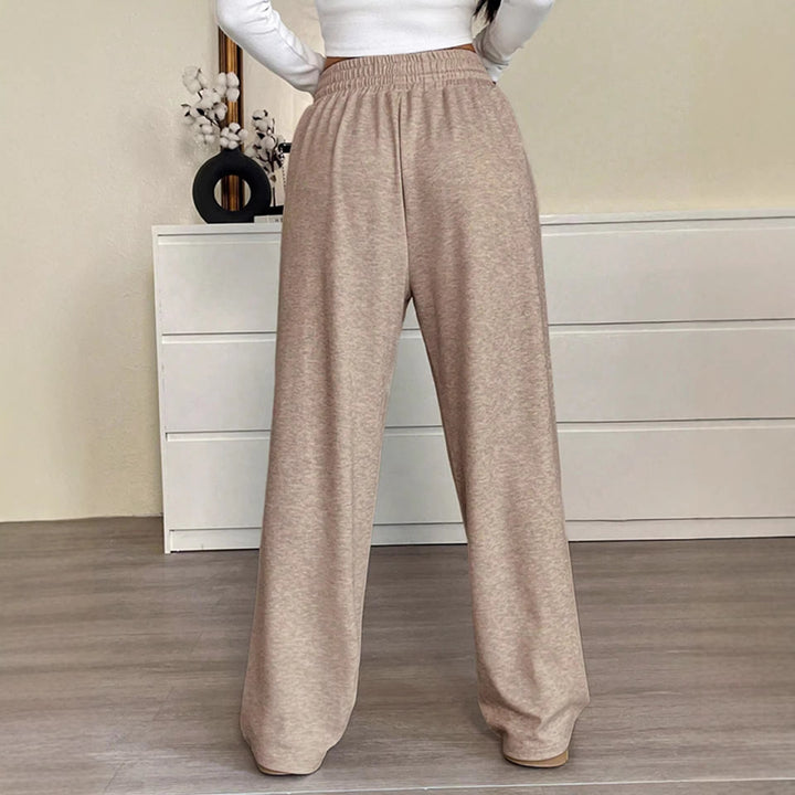 Damen nan weite High-Waist Loungehose mit elastischem Bund und Kordelzug Drune