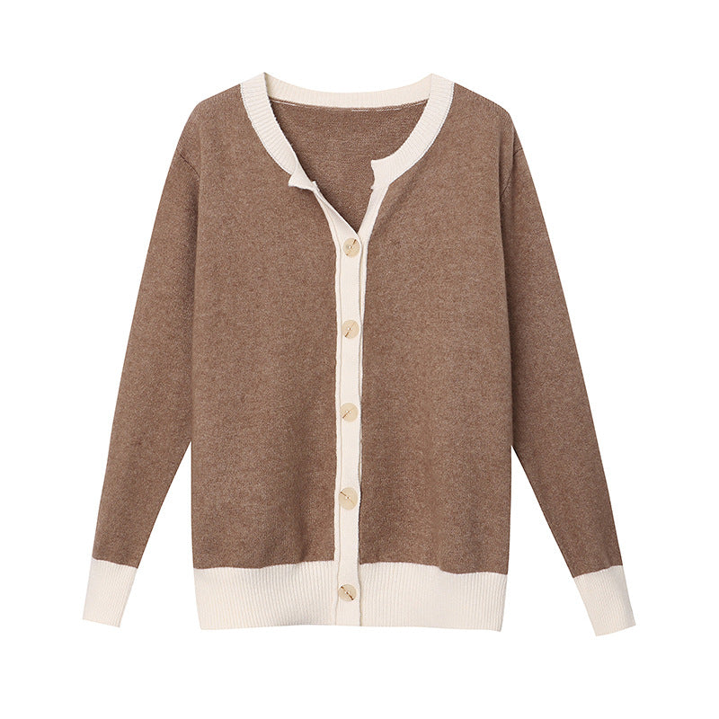 Damen gemütlicher Strickpullover mit Knopfdetails Drune