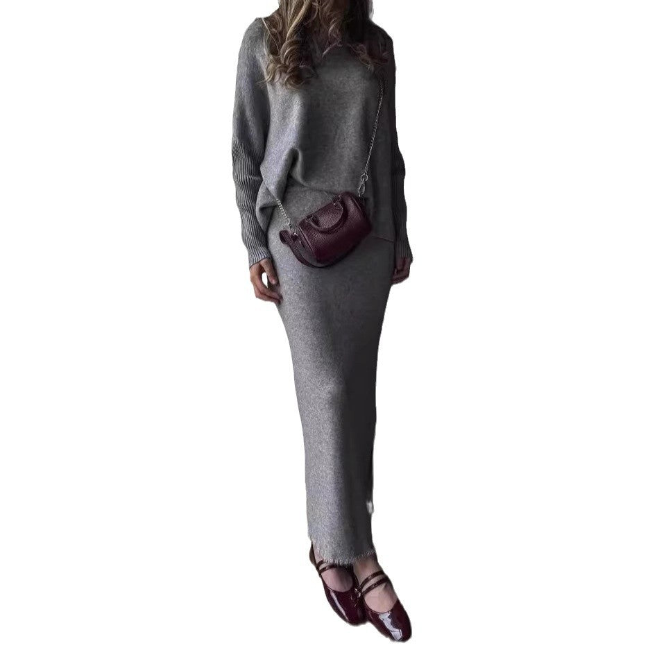 Femme Chic Strick Maxi Kleid Set Drune