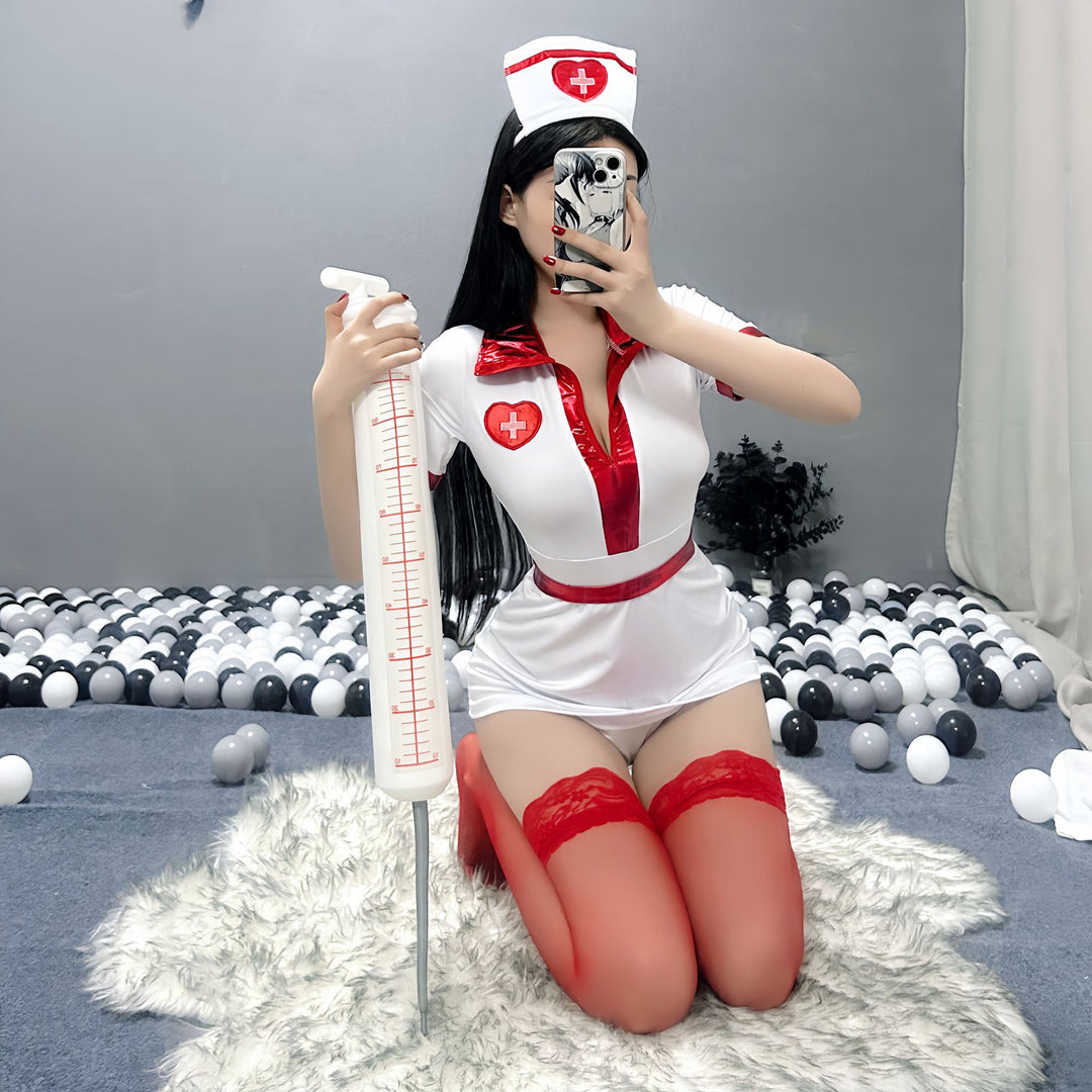 Frauen verspieltes Krankenschwester Kostüm Kleid Drune
