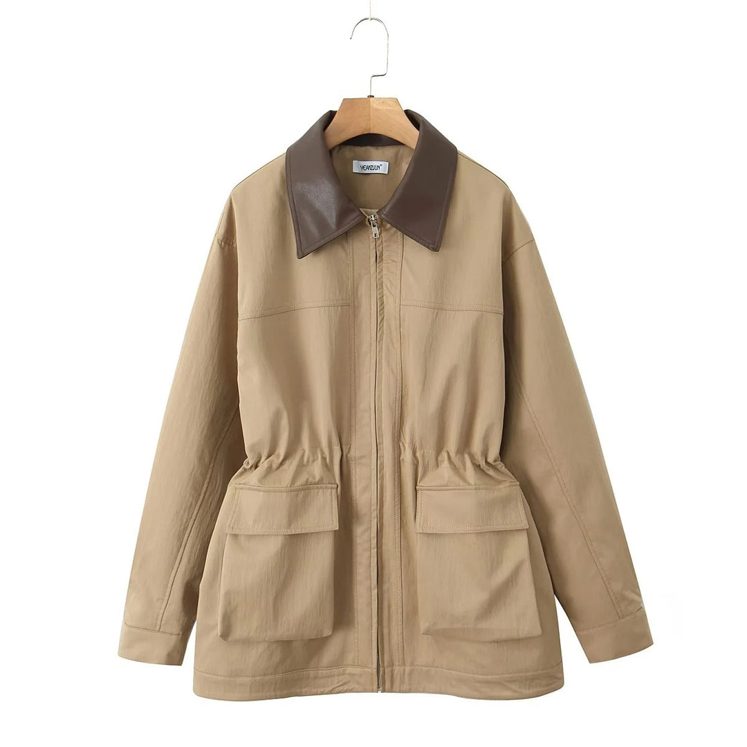 Damen Windbreaker Jacke mit bequemer Tailleinstellung und extra großen Taschen Drune