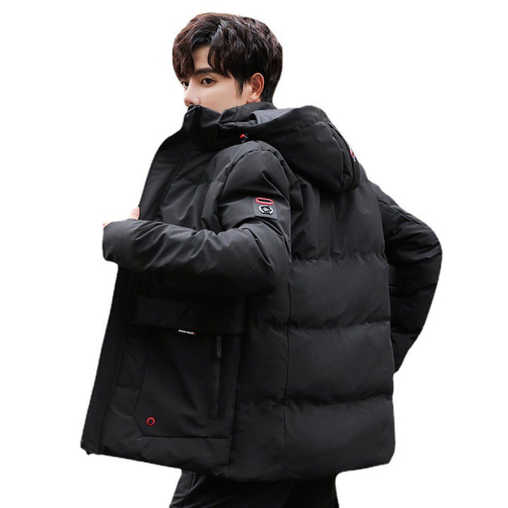 Herren wattierter Parka mit Kapuze, hohem Stehkragen und Utility‑Taschen Drune
