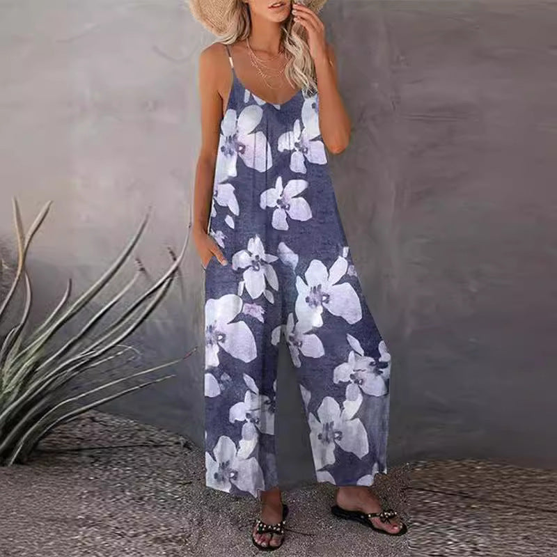 Damen lässiger Jumpsuit mit zartem Muster Drune