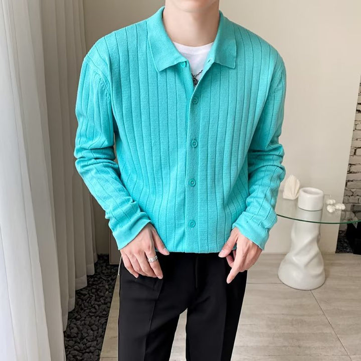 Herren Elegantes Langarm-Polohemd mit Struktur Drune