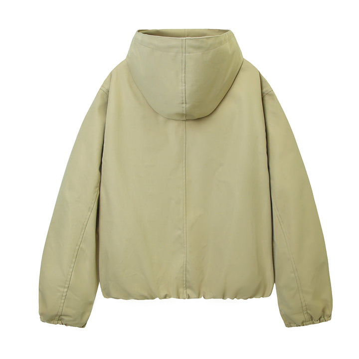 Damen Kapuzen-Bomberjacke mit gerafftem Saum und Eingrifftaschen Drune