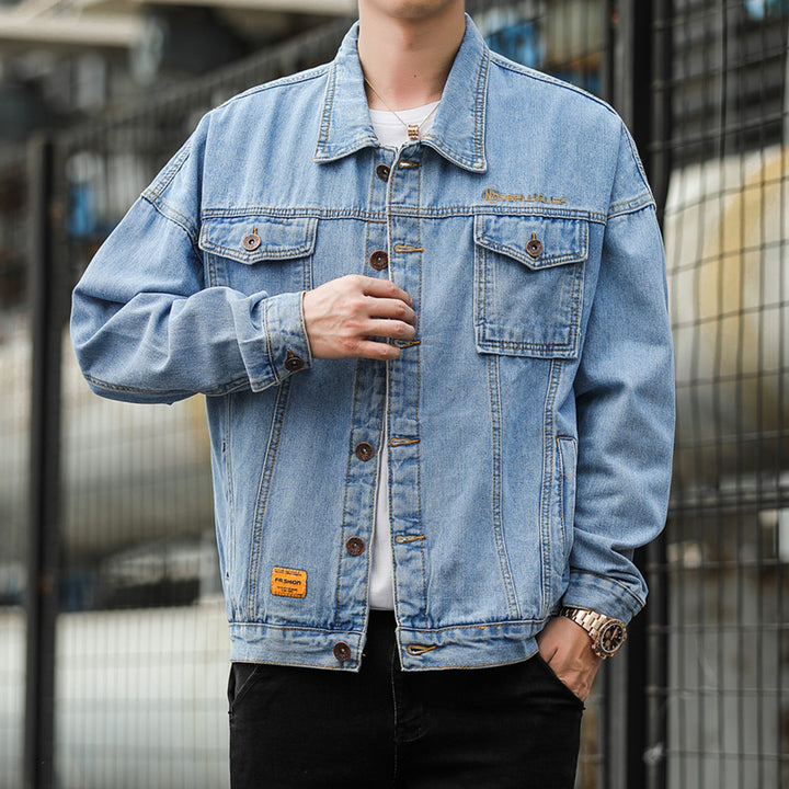 Herren Denimjacke im lässigen Stil mit funktionalen Pattentaschen und robustem Design Drune