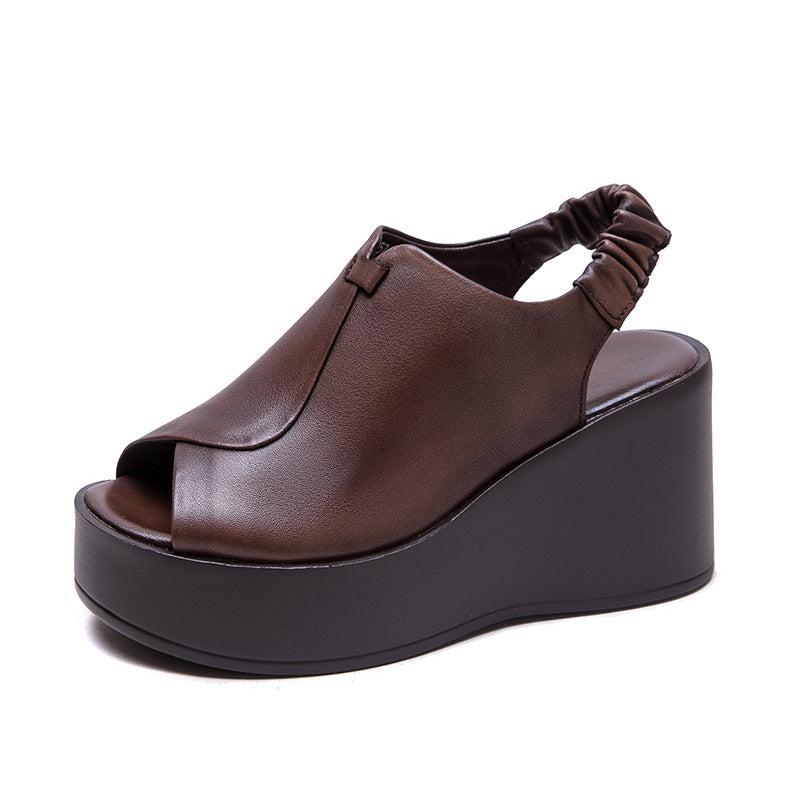 Damen Plateau-Pantoletten aus hochwertigem Leder mit innovativem Riemendesign Drune