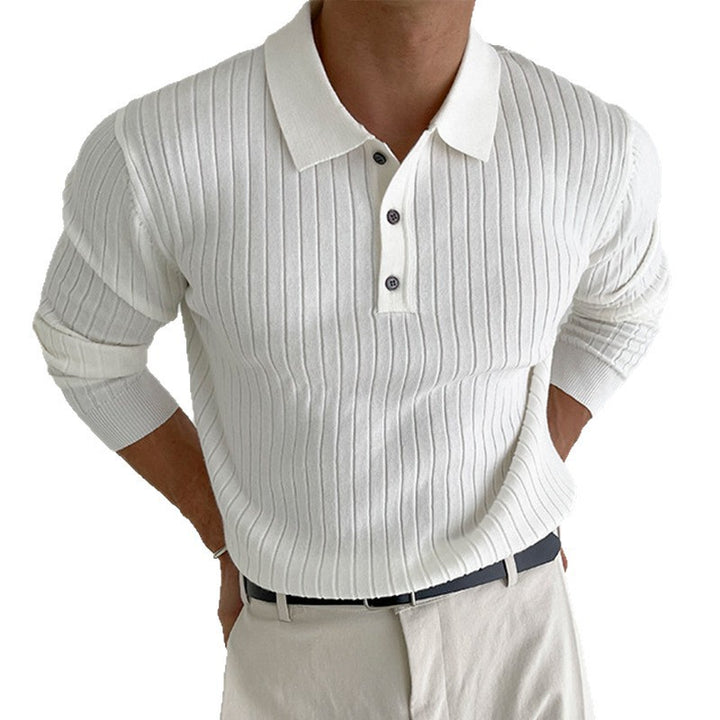 Herren Stilvolles Langarm-Rippstrickoberteil Drune