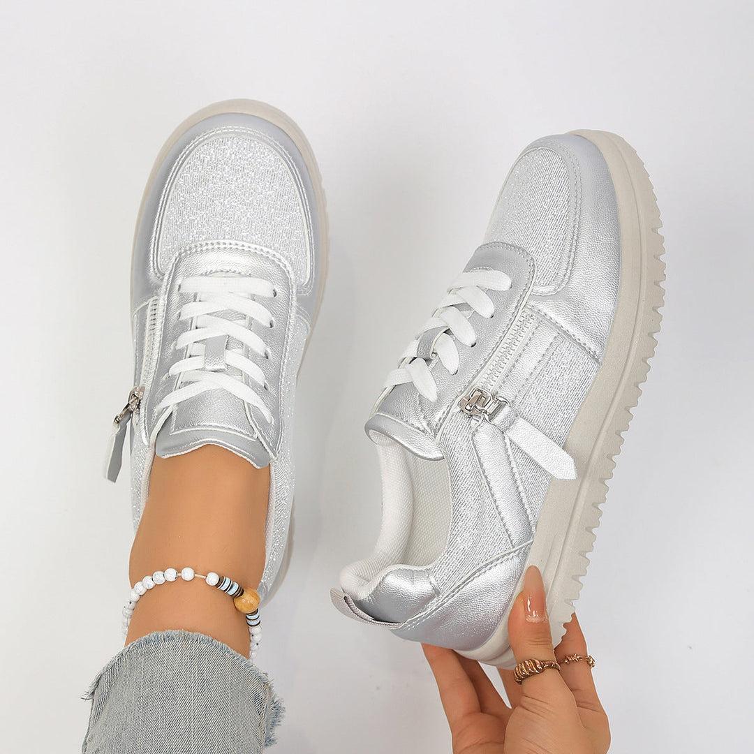 Damen Sneakers mit modischem Reißverschluss und bequemer Sohle Drune