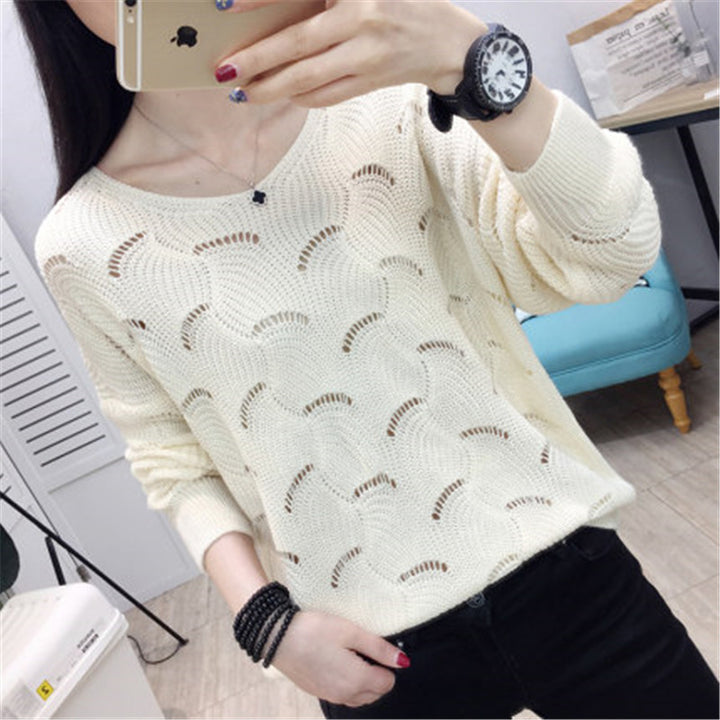 Damen lässiger Pullover mit offenem Lochmuster und weichem Griff Drune