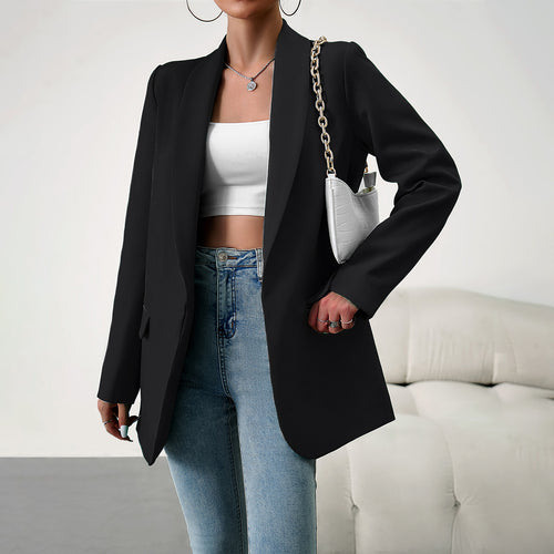 Damen nan langer Oversize-Blazer mit schmaler Reverslinie und soften Schulterpolstern Drune