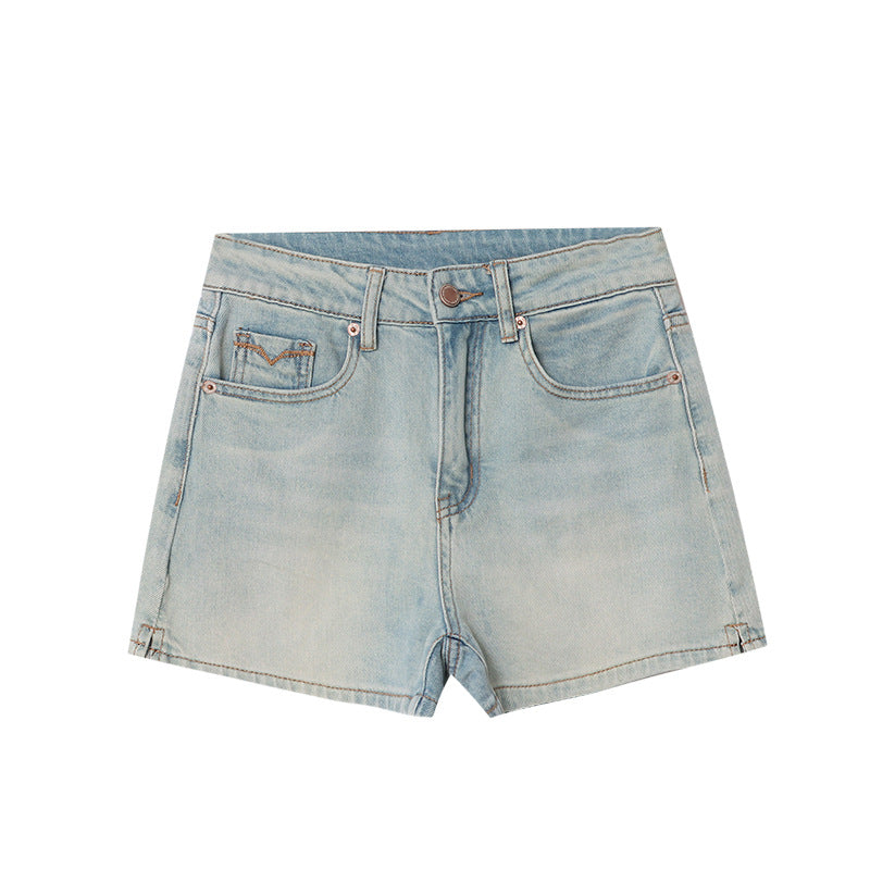 Damen lässige Denim-Shorts mit hohem Bund und authentischem Wasch-Effekt Drune