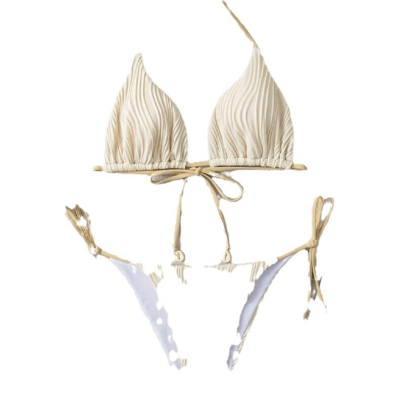 Damen Ripp-Design Bikini mit verstellbaren Bändern Drune