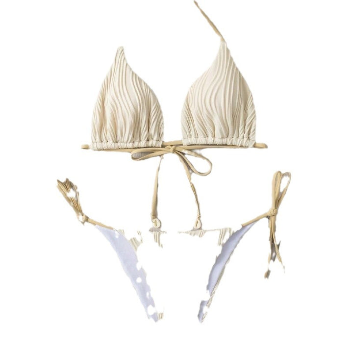 Damen Ripp-Design Bikini mit verstellbaren Bändern Drune