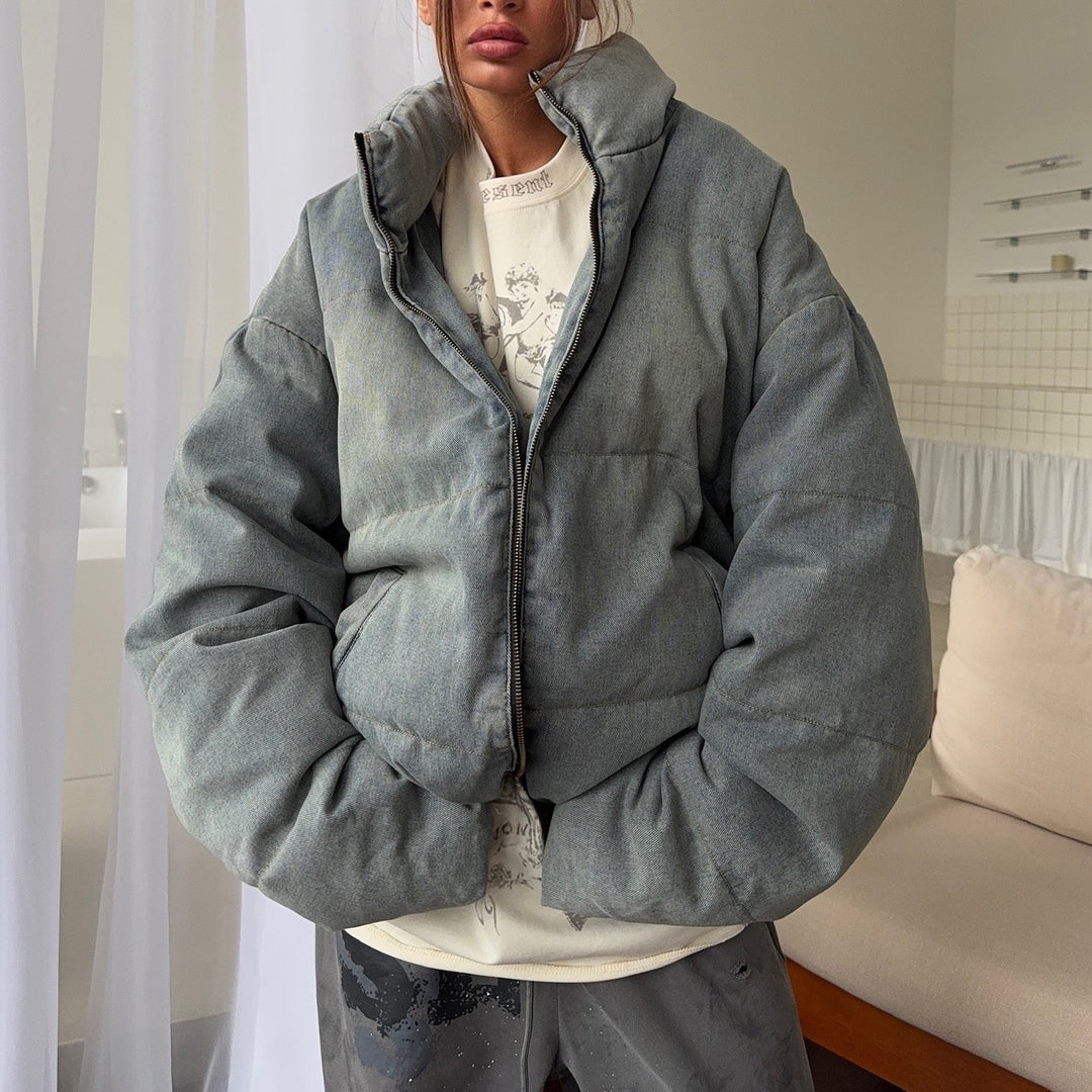 Damen Oversized Steppjacke mit hohem Kragen Drune