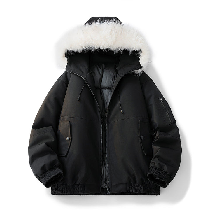 Damen Modische Winterjacke mit abnehmbarem Kunstfellkragen Drune