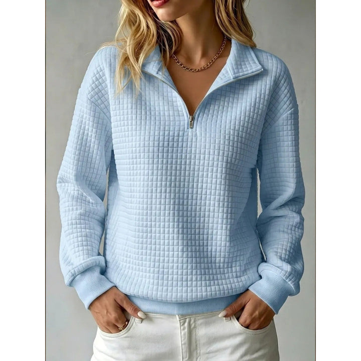 Damen Stepp-Sweatshirt mit halbem Reißverschluss und Kachelstruktur Drune