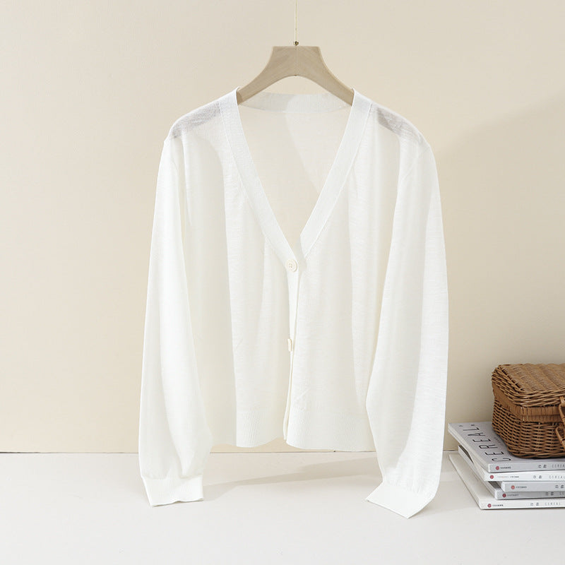 Damen Leichter Oversize-Cardigan aus Feinstrick mit tiefem V-Ausschnitt und Zierknopfleiste Drune