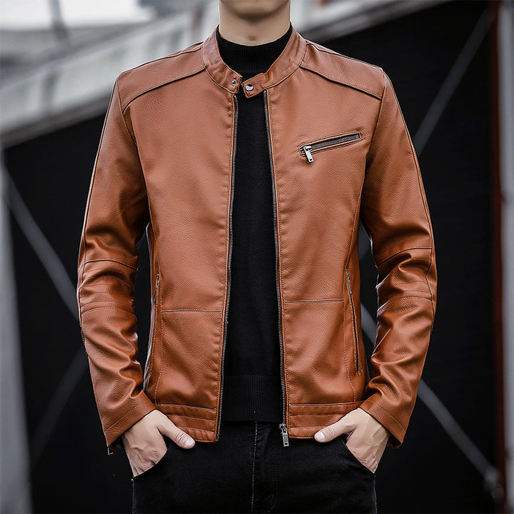 Herren Elegante Kunstlederjacke Drune