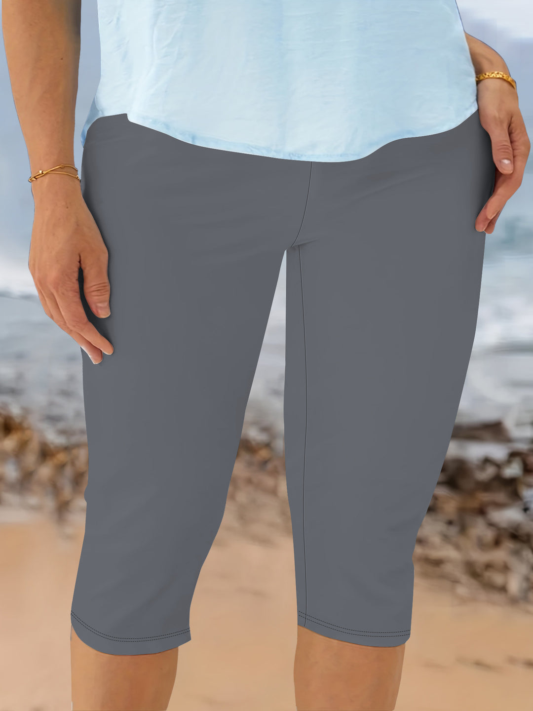 Damen Capri-Biker-Shorts mit hohem Bund und stützender Kompression Drune