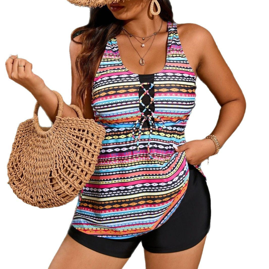 Damen Sportliches Tankini-Outfit mit modischem Lacing Drune