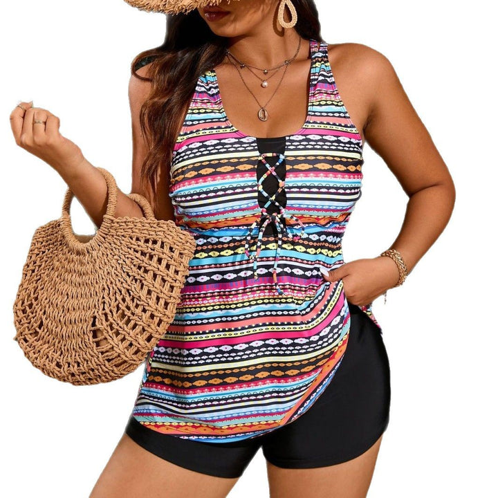 Damen Sportliches Tankini-Outfit mit modischem Lacing Drune
