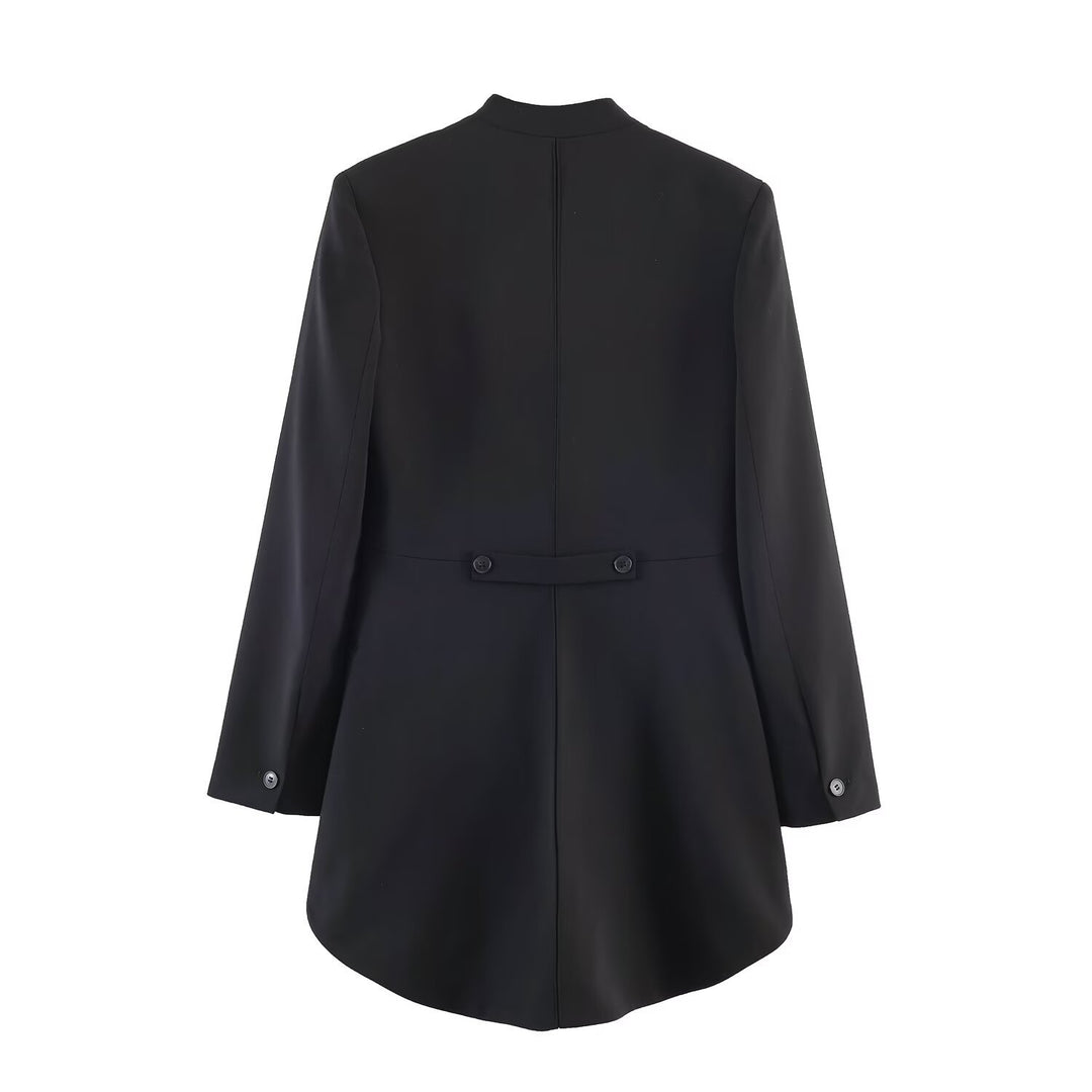 Damen Longline-Blazer mit Vokuhila-Saum und kragenlosem Schnitt Drune