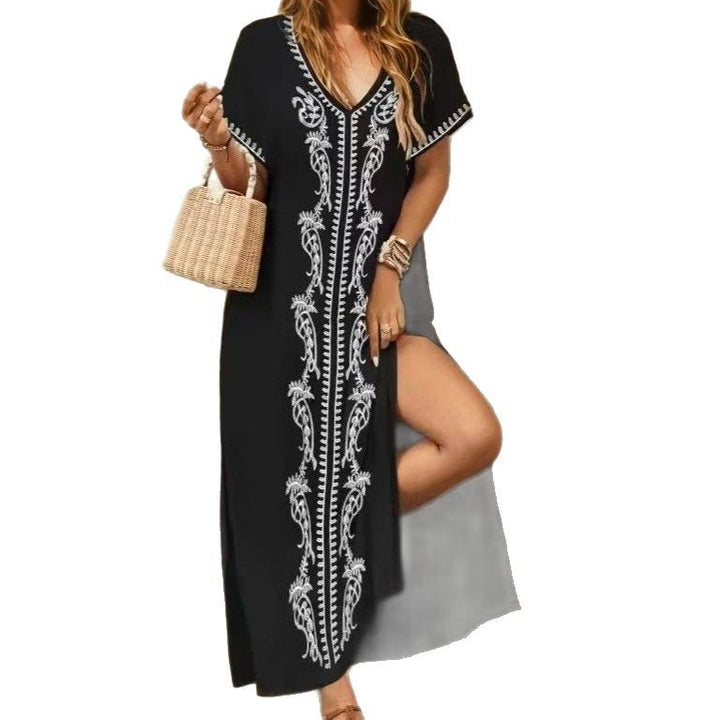 Damen eleganter Strandüberwurf mit filigranem Stickereidesign Drune