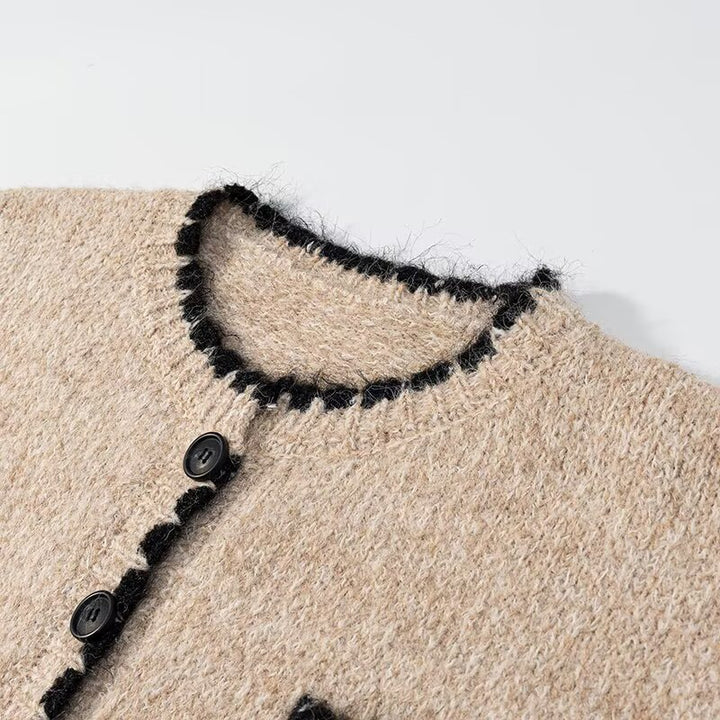 Damen Strickjacke mit aufgesetzten Taschen und kontrastierenden Details Drune