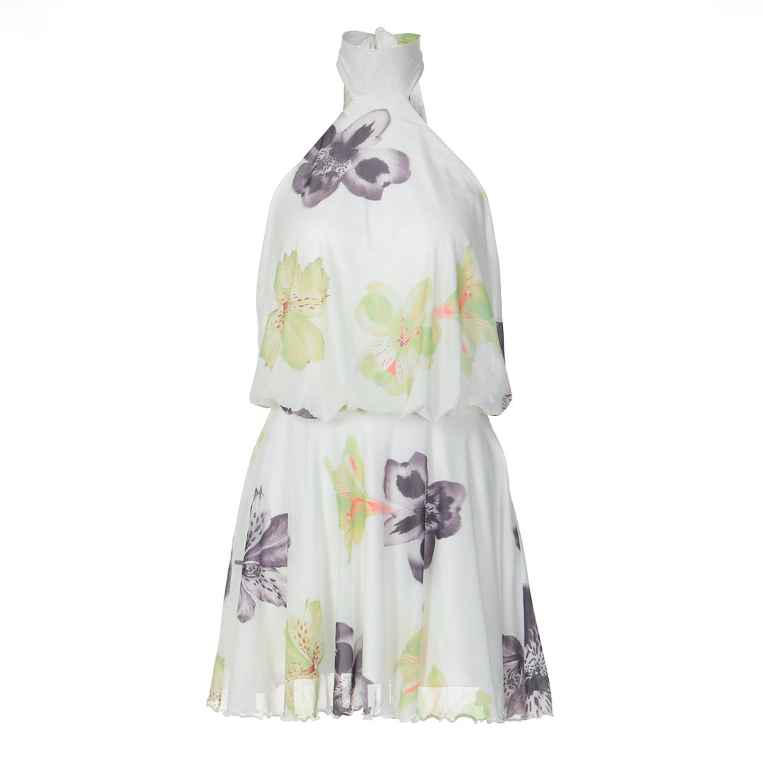 Damen Ärmelloses Blütenmuster Kleid Drune