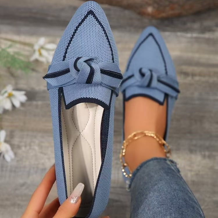 Damen Ballerinas mit modischem Streifendesign und charmantem Schleifenakzent Drune