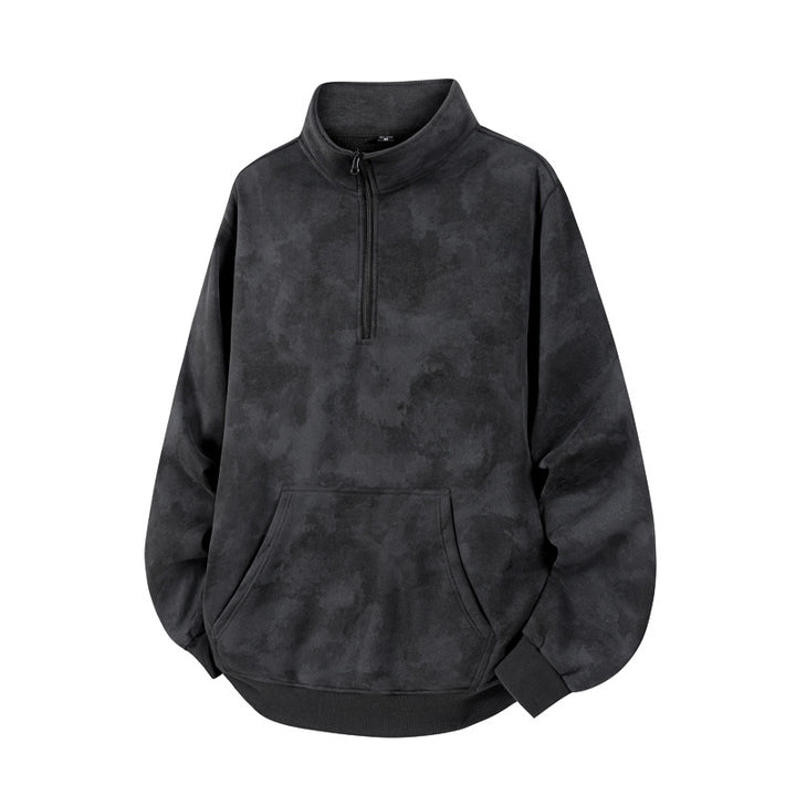 Unisex Oversize-Halbzip-Sweatshirt mit Kängurutasche und hohem Kragen Drune
