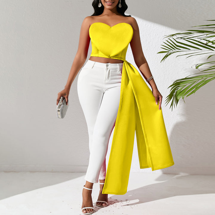 Damen Bandeau-Oberteil mit eleganter Satin-Schleife Drune