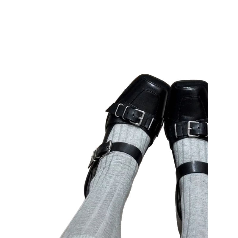 Damen Schnallen‑Monkstrap Slipper mit niedrigem Blockabsatz Drune