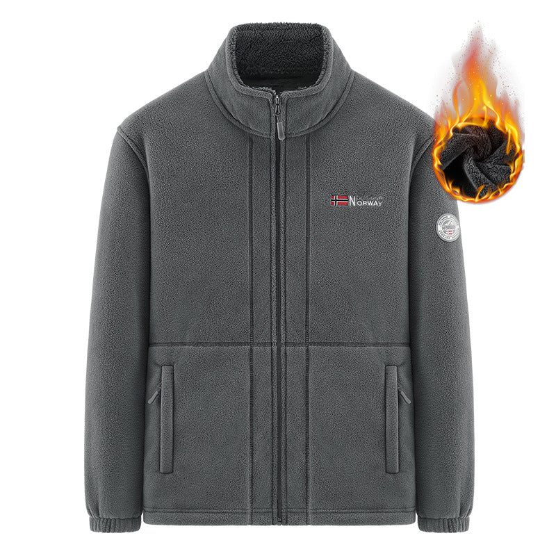 Herren Isolierende Zip‑Fleecejacke mit hohem Kragen und Soft‑Teddyinnenfutter Drune