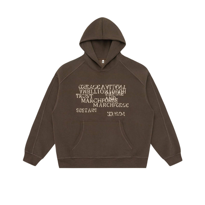 Unisex Oversize-Kapuzenpullover mit Raglanärmeln, Kängurutasche und versetztem Typo-Print Drune
