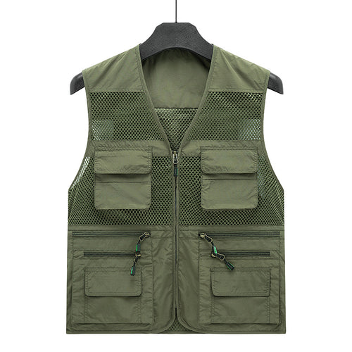 Herren Atmungsaktive Angler- und Fotografenweste mit Mesh‑Paneelen, Multifachtaschen und Zweiwege‑Reißverschluss Drune