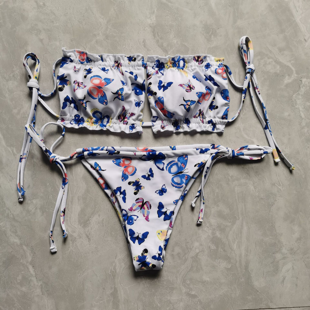 Damen Bandeau-Bikini mit voluminösen Rüschendetails Drune