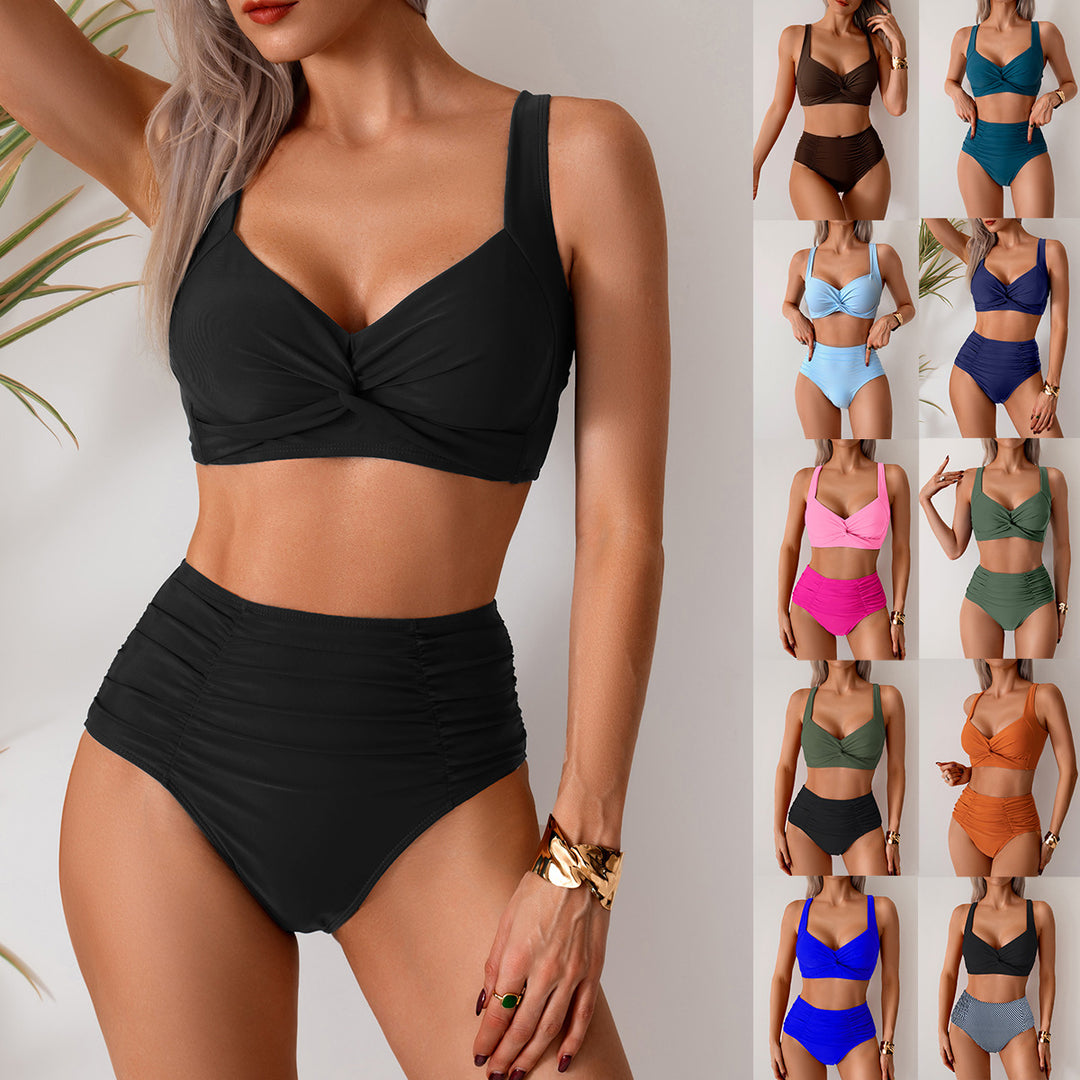 Damen Hochgeschnittener Bikini mit modischem Twist-Design Drune