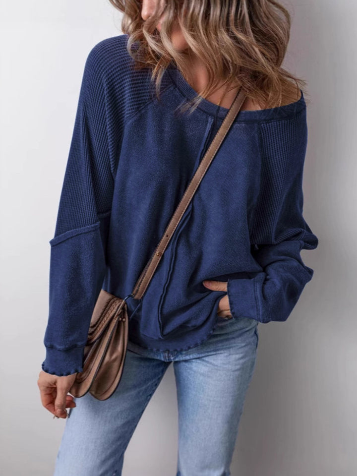 Damen lässiger Pullover mit weitem Ausschnitt Drune
