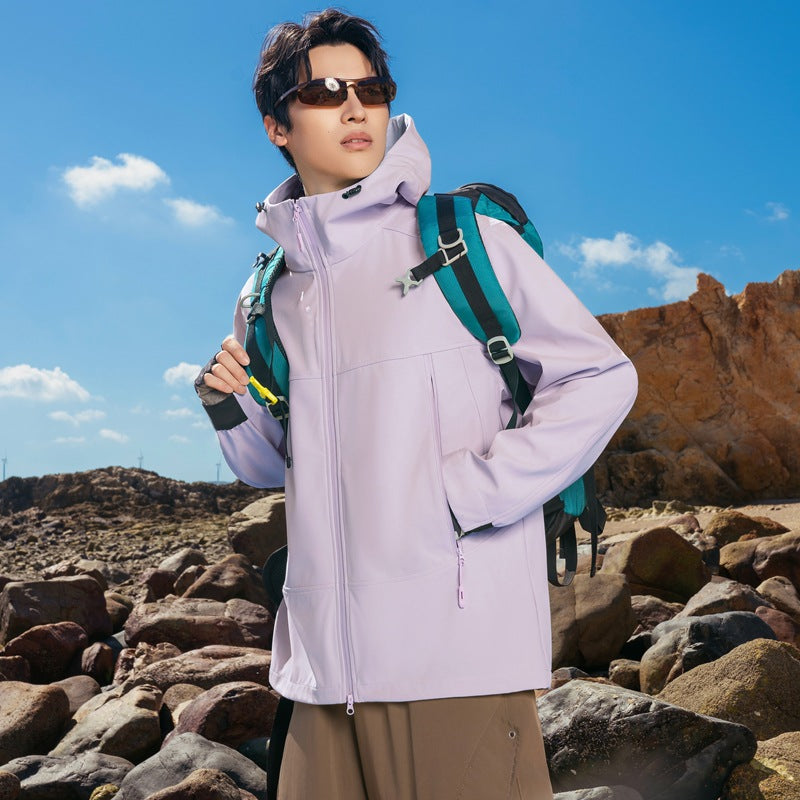 Herren Softshell-Outdoorjacke mit Kapuze, winddicht und wasserabweisend Drune